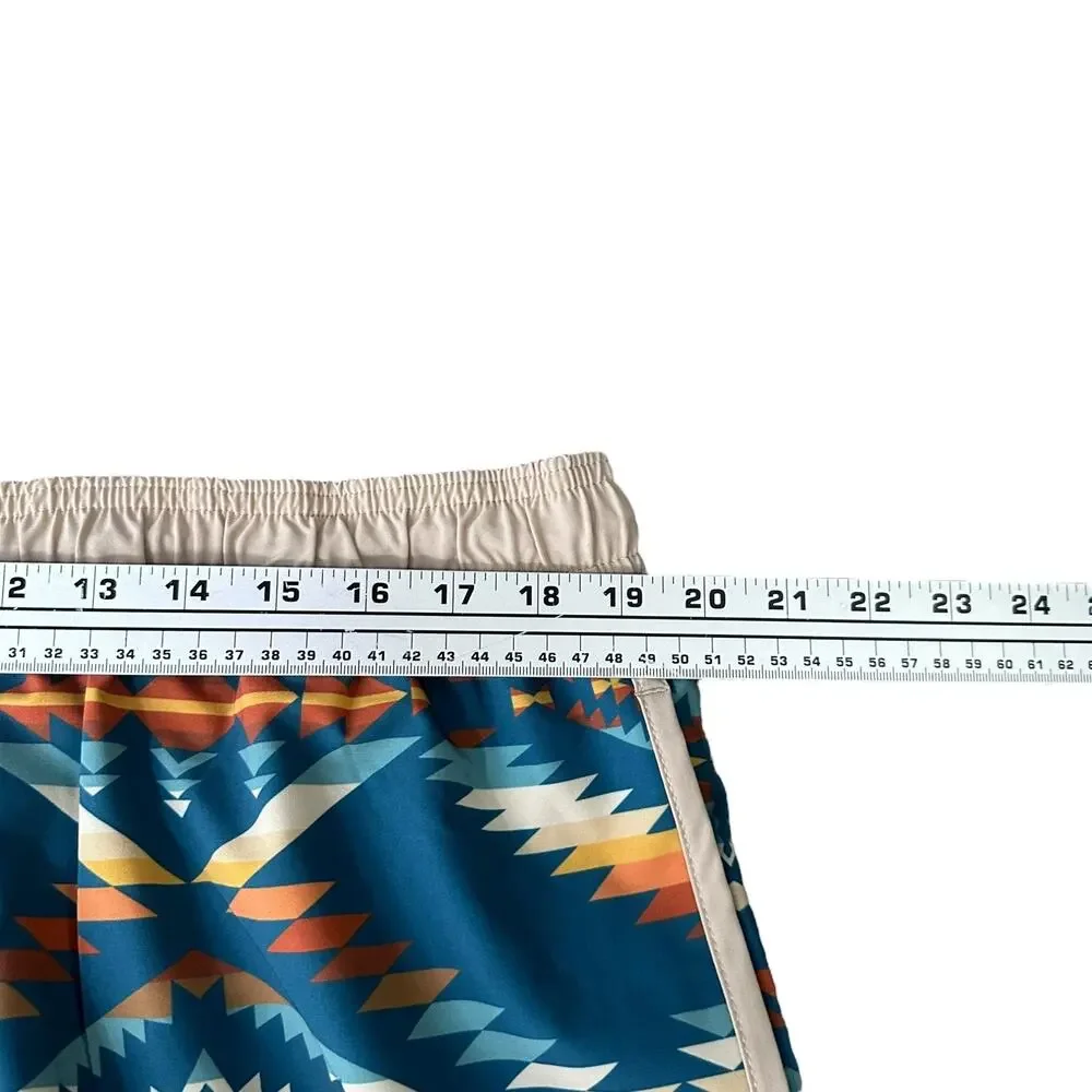 Men's Teal Aztec Print Swim Board Shorts - Unbranded